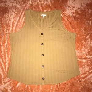 Mustard/tan Maurices tank top with faux buttons